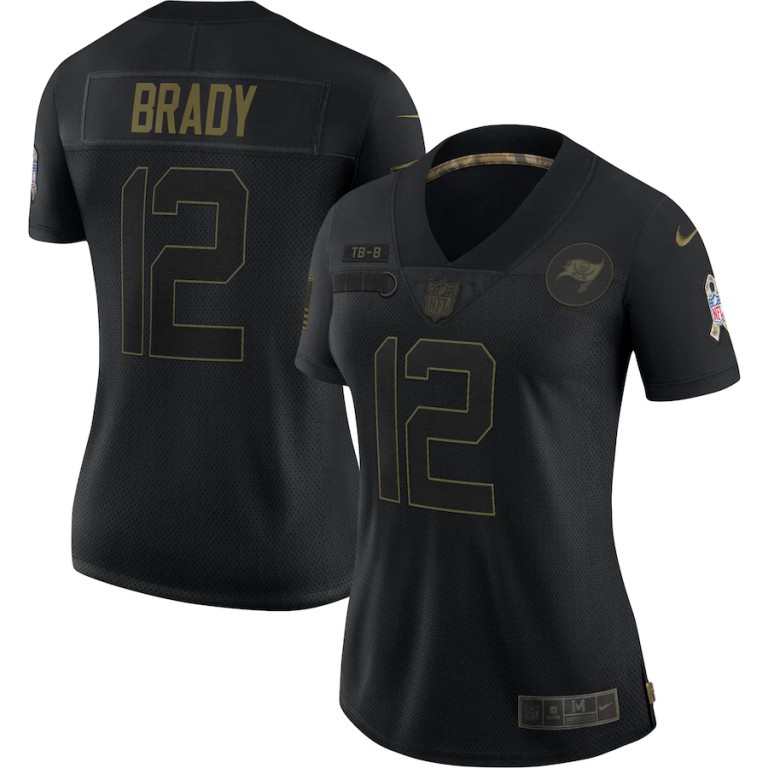 NFL Tampa Bay Buccaneers #12 Tom Brady Nike Women 2020 Salute To Service Limited  Black jerseys->women nfl jersey->Women Jersey